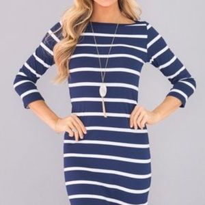 Navy & White Striped Dress